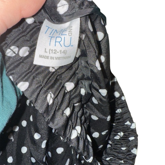 Black Polka Dot Pleated Midi Skirt XL - Picture 3 of 5